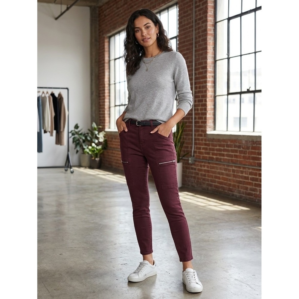 Pistola Maroon Burgundy Cargo Skinny Pants P6278TLT-MAR Size 30